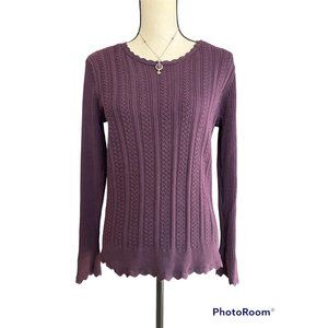 Jeanne Pierre Dark Purple Long Sleeve Sweater Womens Size M